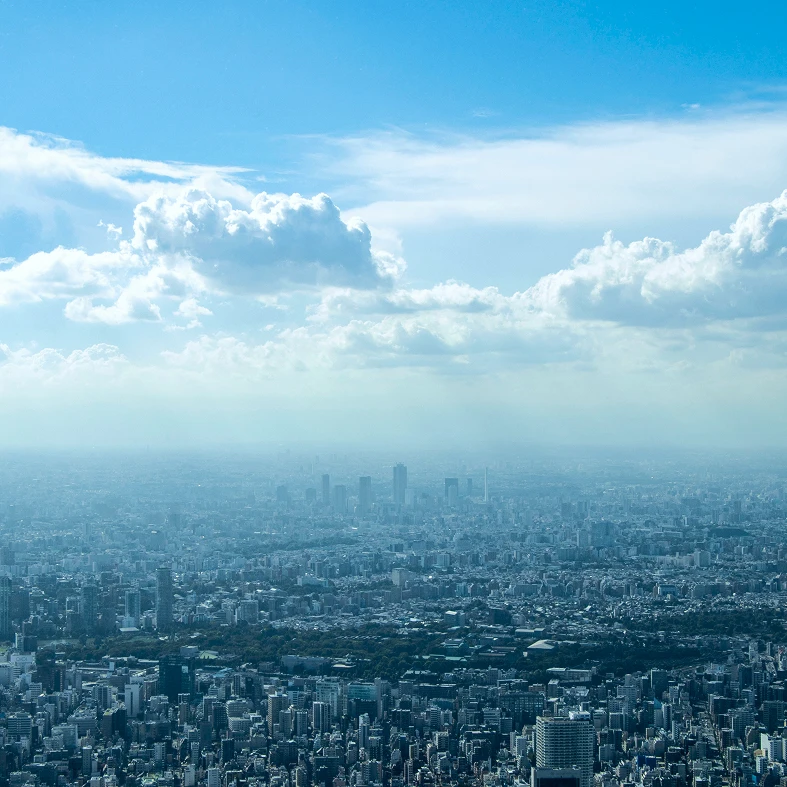雲の上から見た東京の街並み